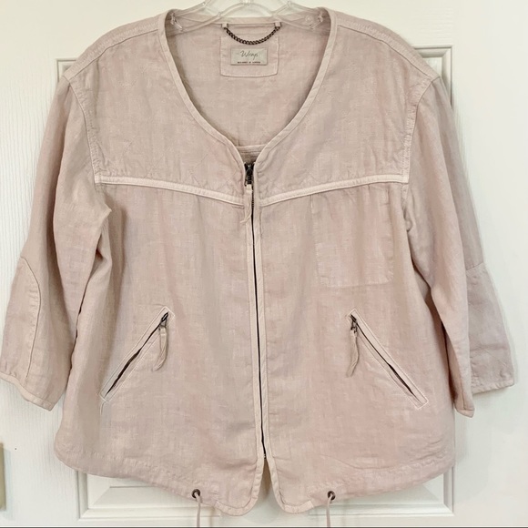 Wrap London Jackets & Blazers - Wrap London 100% Linen Zip Up Tan Jacket. Size 8.